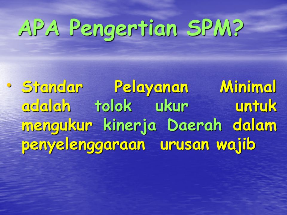 APA Pengertian SPM.