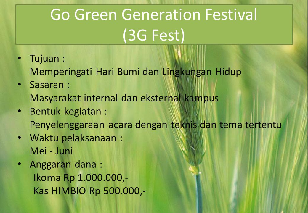 Go Green Generation Festival (3G Fest)