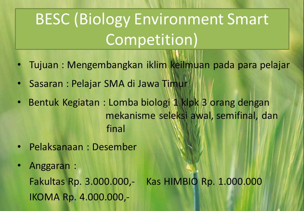 BESC (Biology Environment Smart Competition)