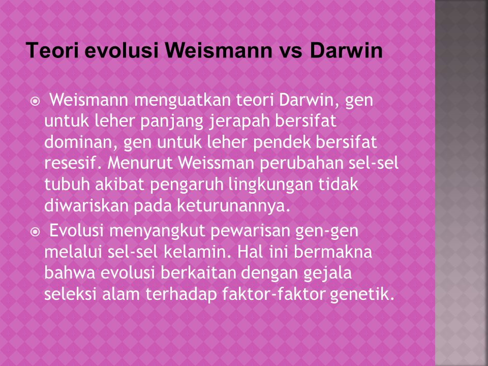 Teori evolusi Weismann vs Darwin