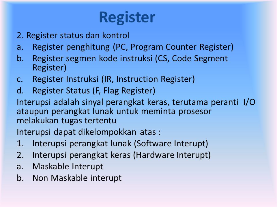 Register 2. Register status dan kontrol