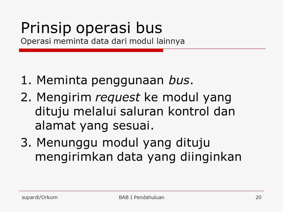 Prinsip operasi bus Operasi meminta data dari modul lainnya