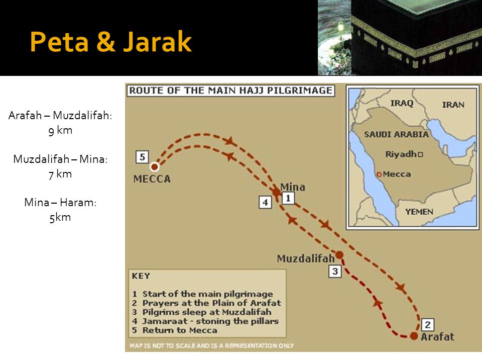Peta & Jarak Arafah – Muzdalifah: 9 km Muzdalifah – Mina: 7 km