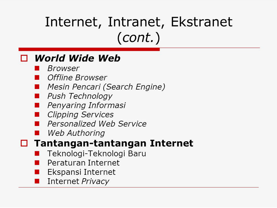 Internet, Intranet, Ekstranet (cont.)