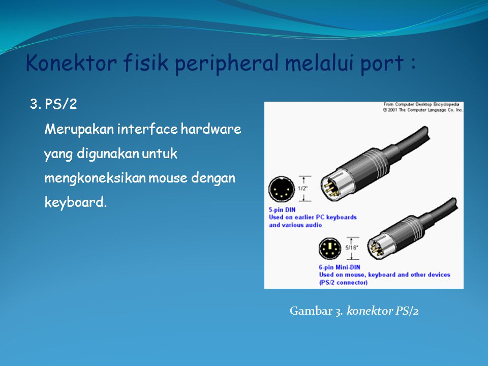 Konektor fisik peripheral melalui port :