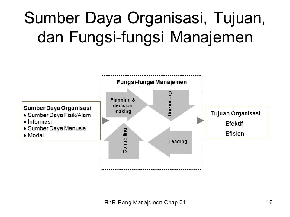 Sumber Daya Organisasi, Tujuan, dan Fungsi-fungsi Manajemen