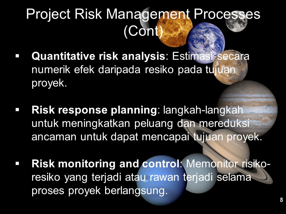 Project Risk Management Processes (Cont)