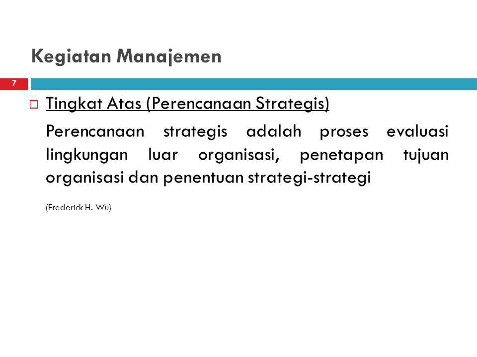 Kegiatan Manajemen Tingkat Atas (Perencanaan Strategis)