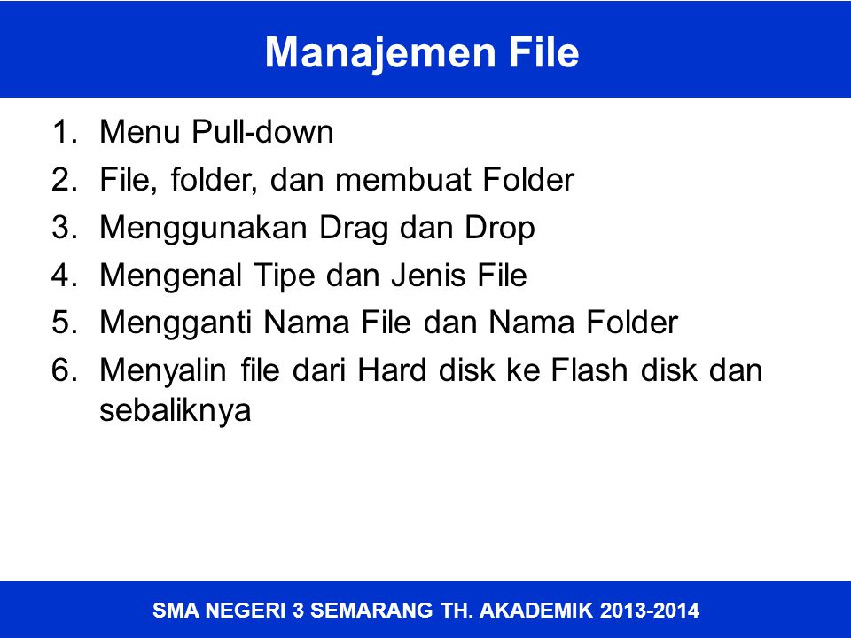 Manajemen File Menu Pull-down File, folder, dan membuat Folder