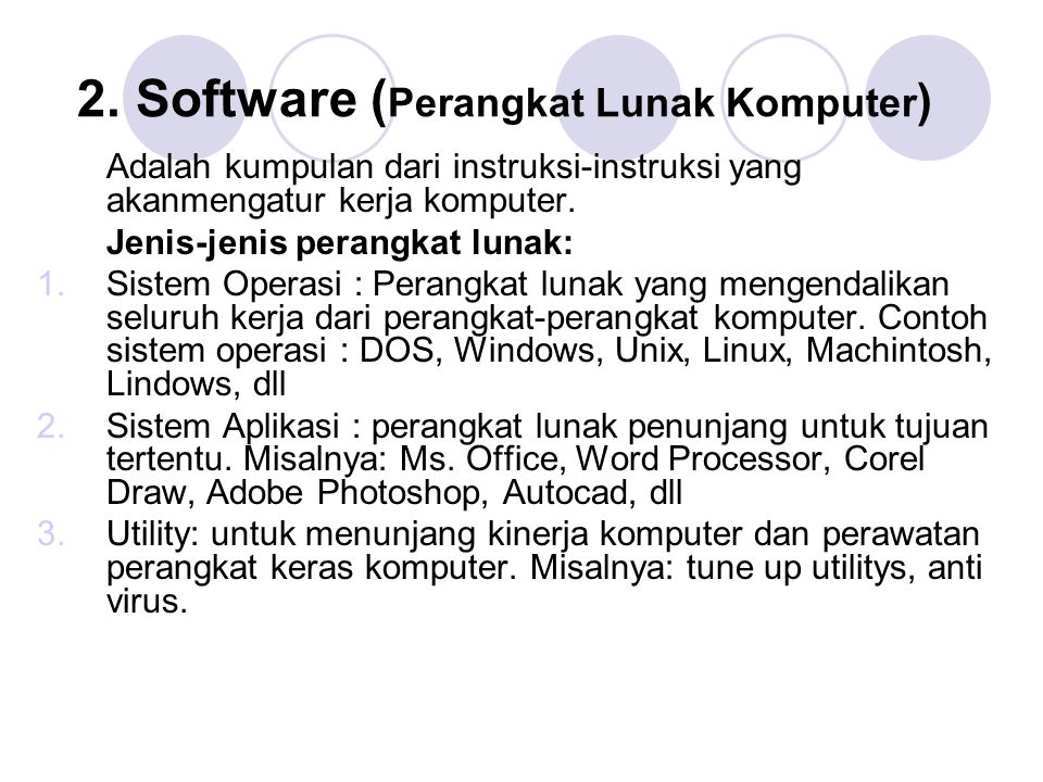 2. Software (Perangkat Lunak Komputer)