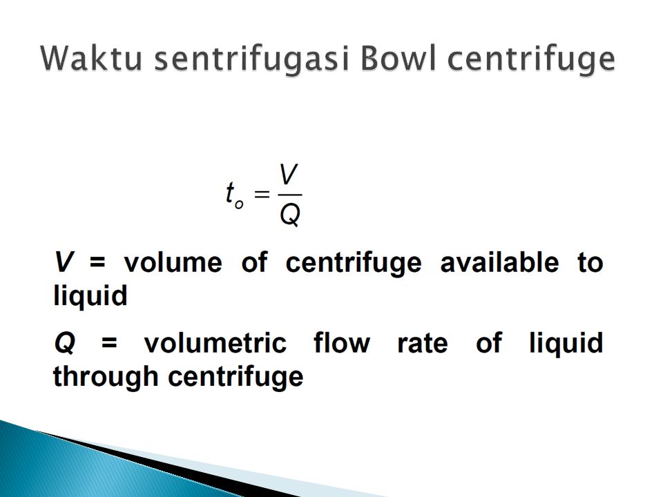Waktu sentrifugasi Bowl centrifuge