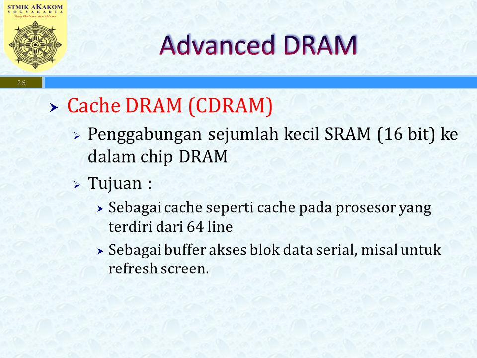 Advanced DRAM Cache DRAM (CDRAM)