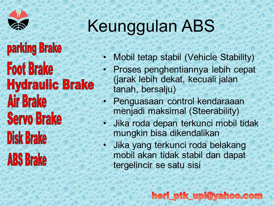 Keunggulan ABS Mobil tetap stabil (Vehicle Stability)