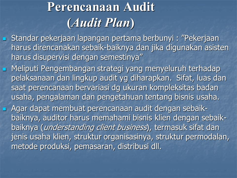 Perencanaan Audit (Audit Plan)