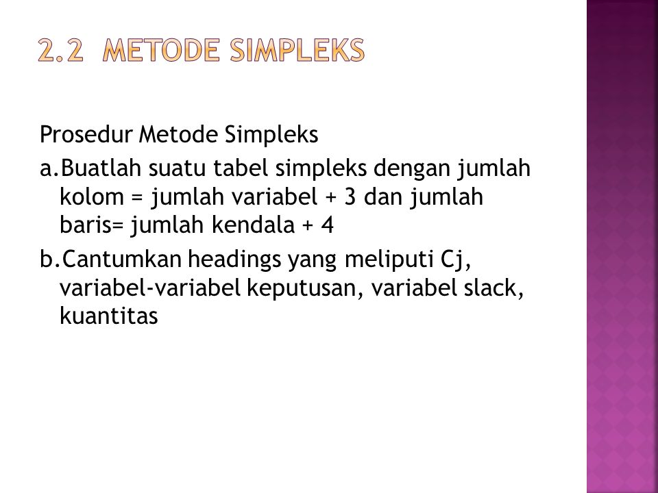 2.2 Metode simpleks