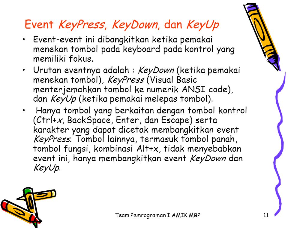 Event KeyPress, KeyDown, dan KeyUp