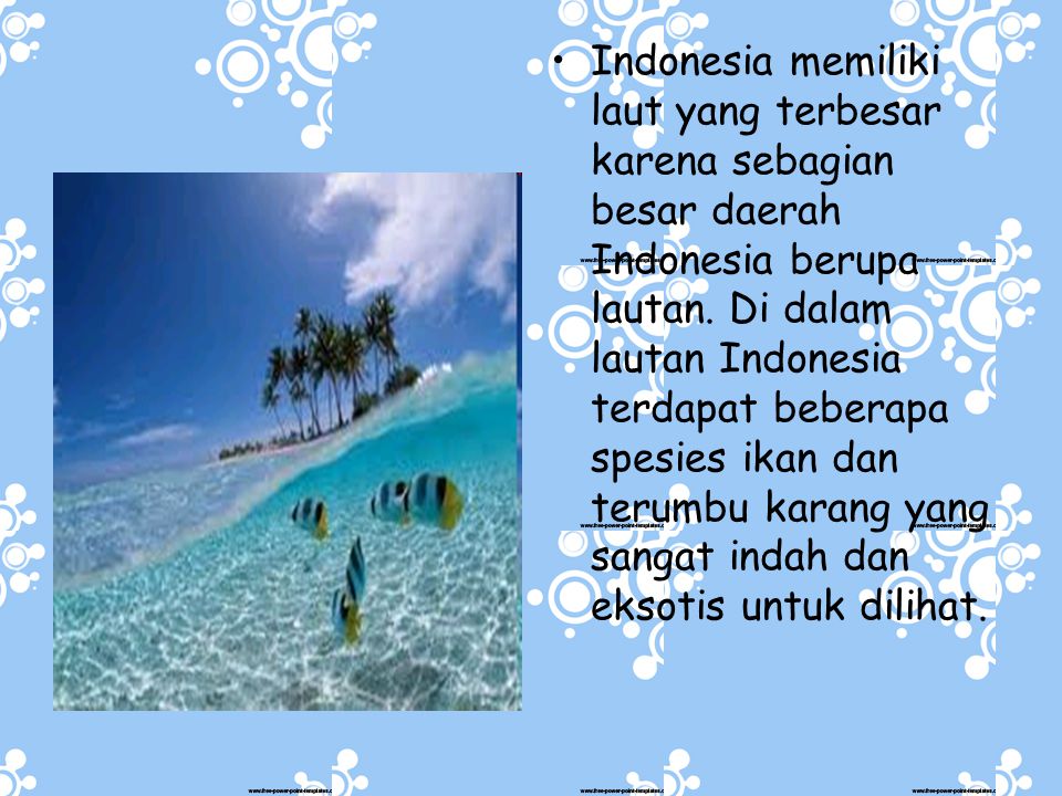 Indonesia memiliki laut yang terbesar karena sebagian besar daerah Indonesia berupa lautan.