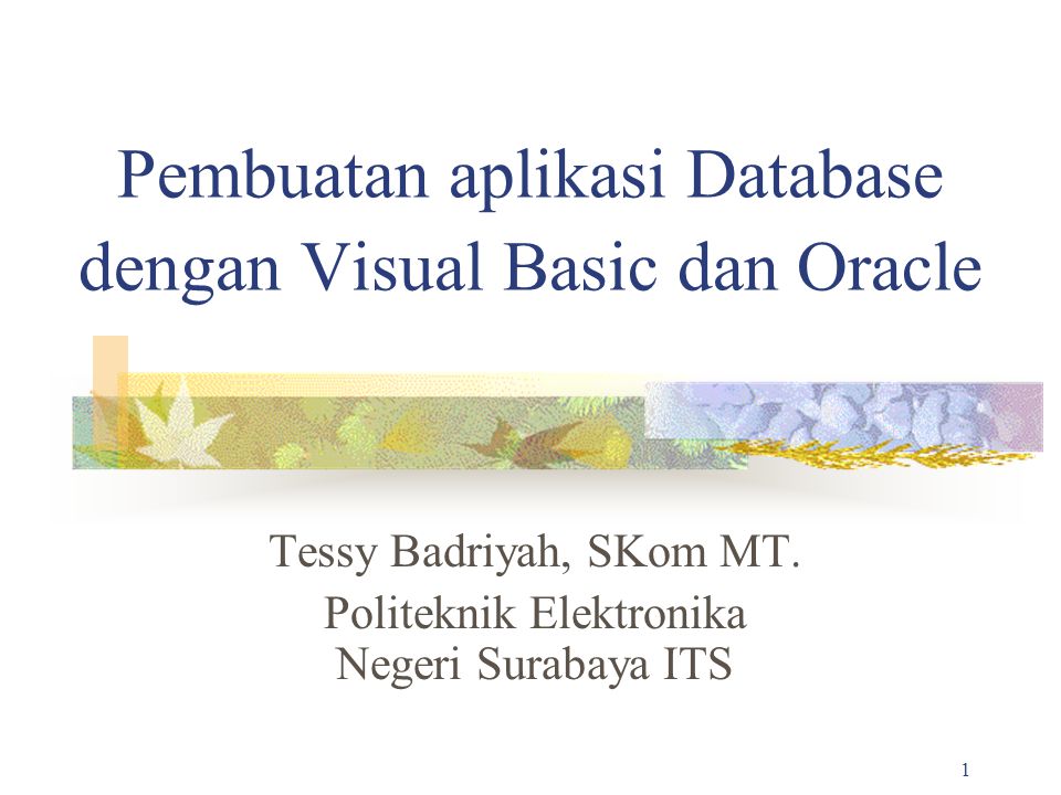 Pembuatan aplikasi Database dengan Visual Basic dan Oracle