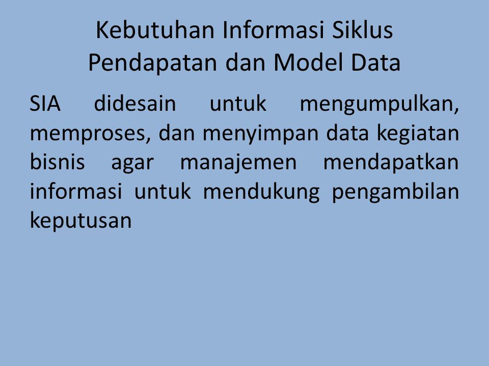 Kebutuhan Informasi Siklus Pendapatan dan Model Data
