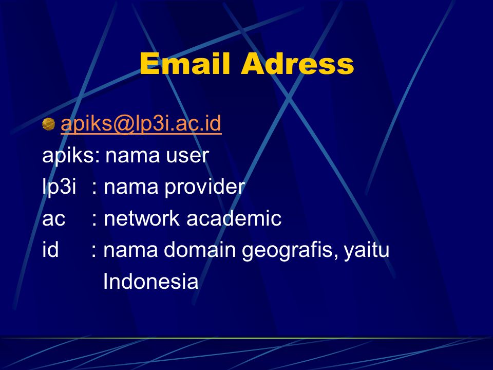 Adress apiks: nama user lp3i : nama provider