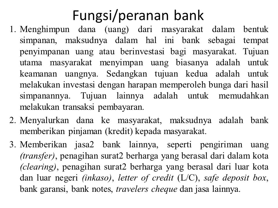 Fungsi/peranan bank