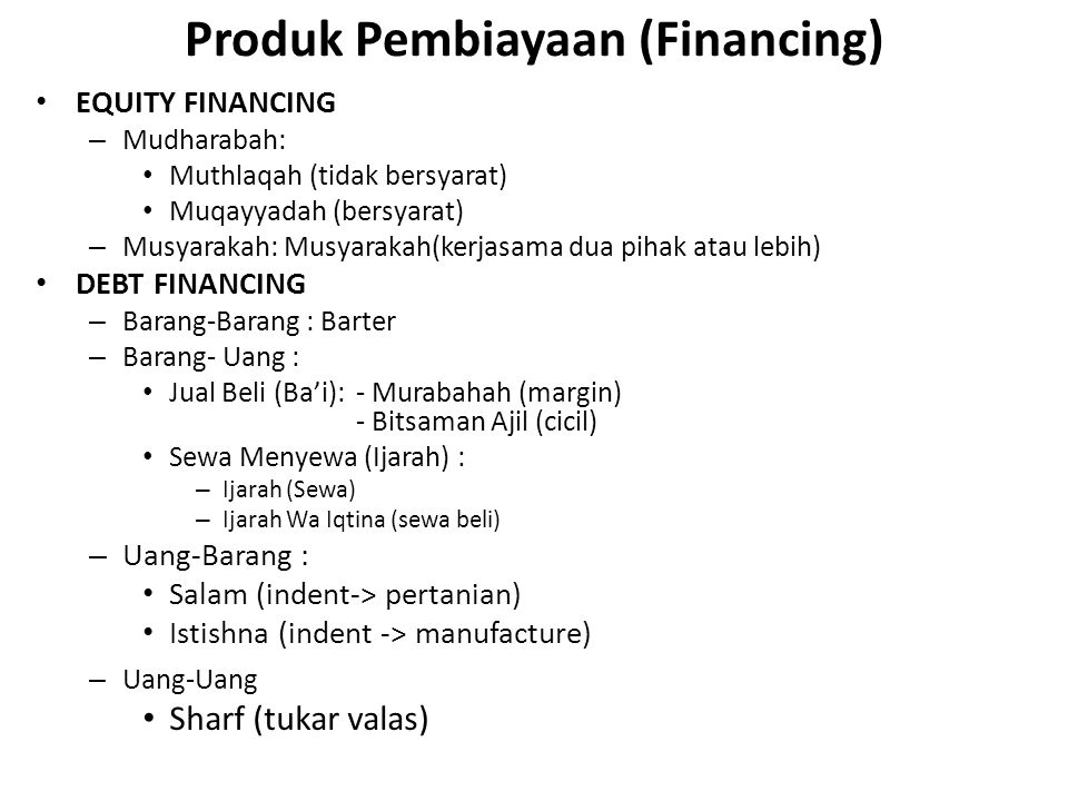 Produk Pembiayaan (Financing)