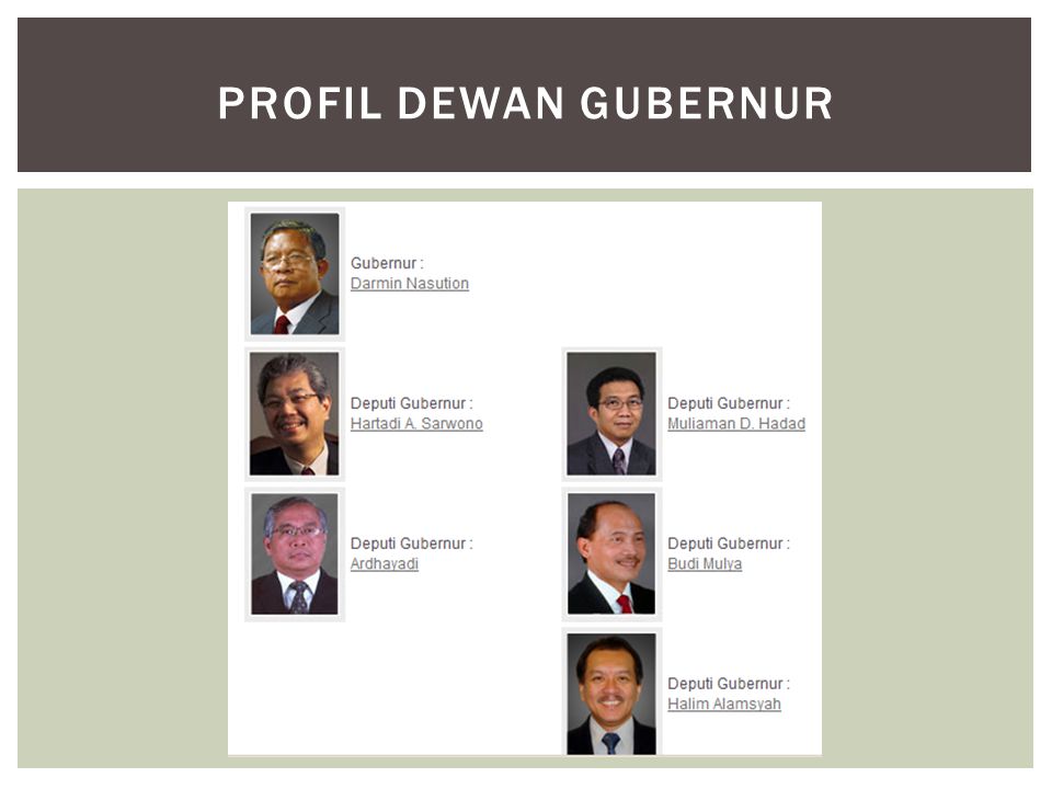 Profil Dewan Gubernur