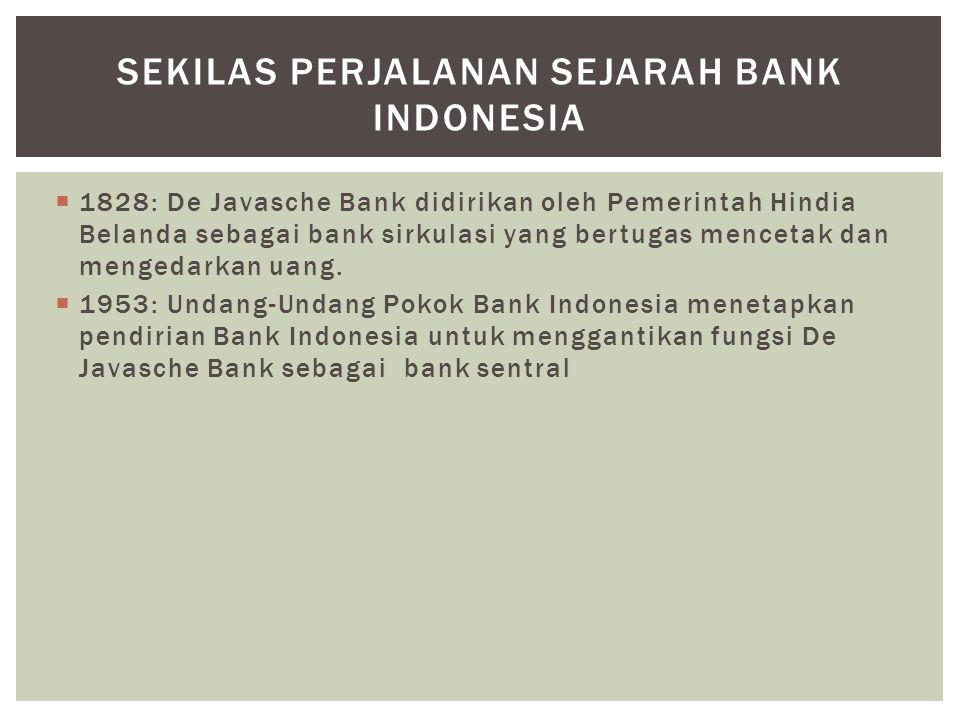 Sekilas Perjalanan Sejarah Bank Indonesia