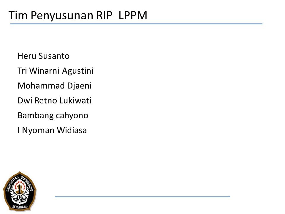 Tim Penyusunan RIP LPPM