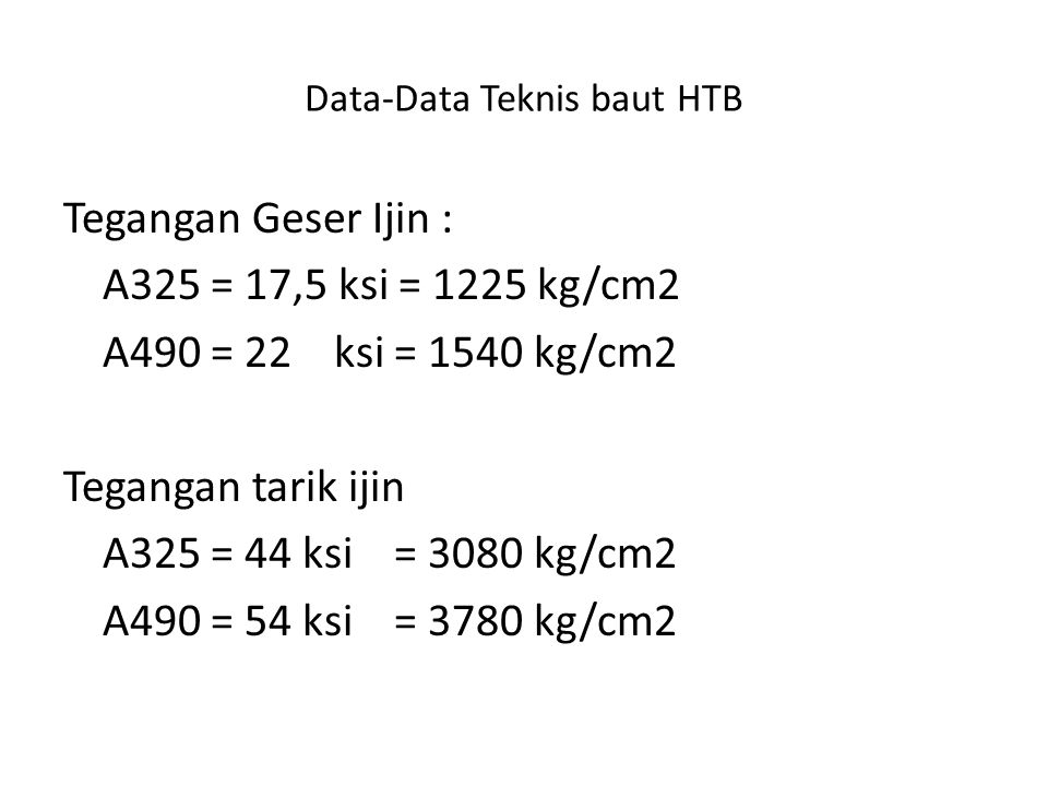 Baut Mutu Tinggi (HTB). - ppt download