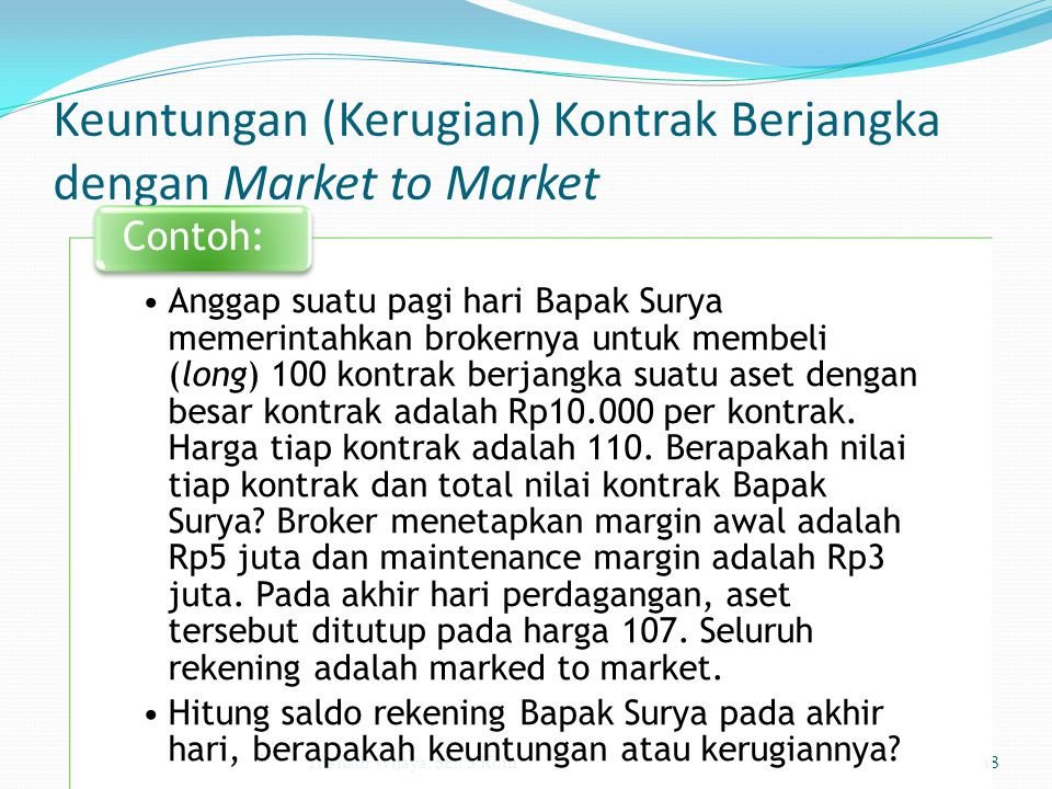 Keuntungan (Kerugian) Kontrak Berjangka dengan Market to Market