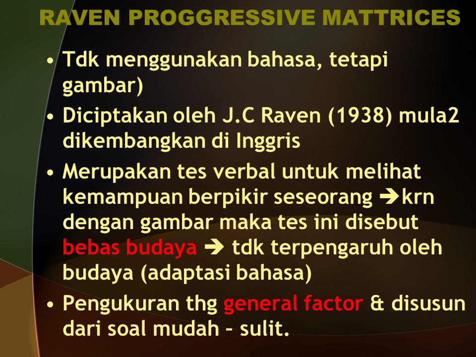 RAVEN PROGGRESSIVE MATTRICES