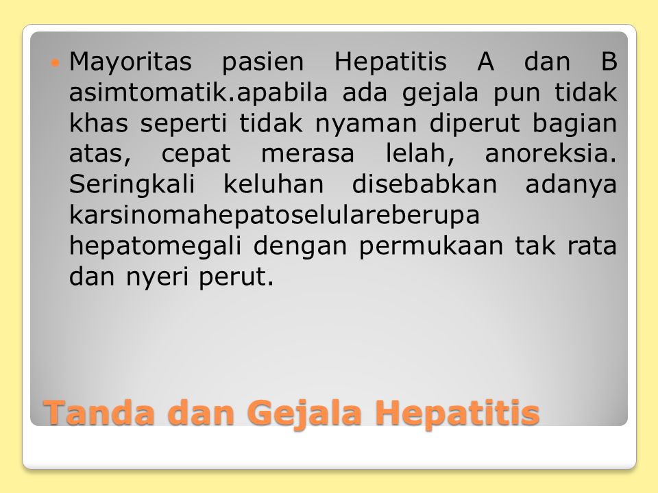 Tanda dan Gejala Hepatitis