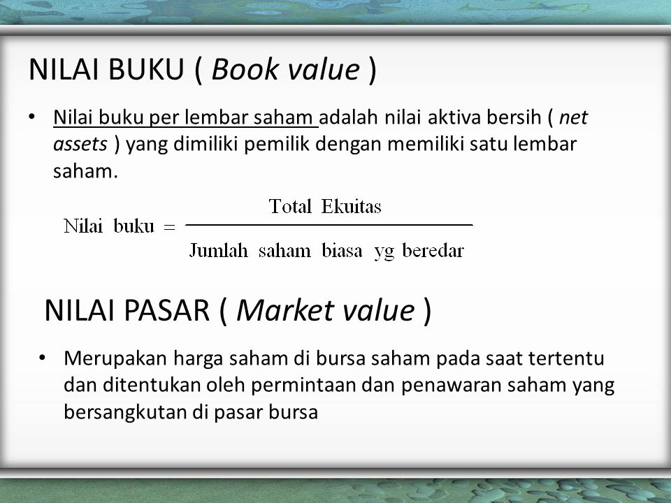 NILAI BUKU ( Book value )