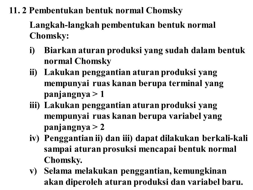 11. 2 Pembentukan bentuk normal Chomsky