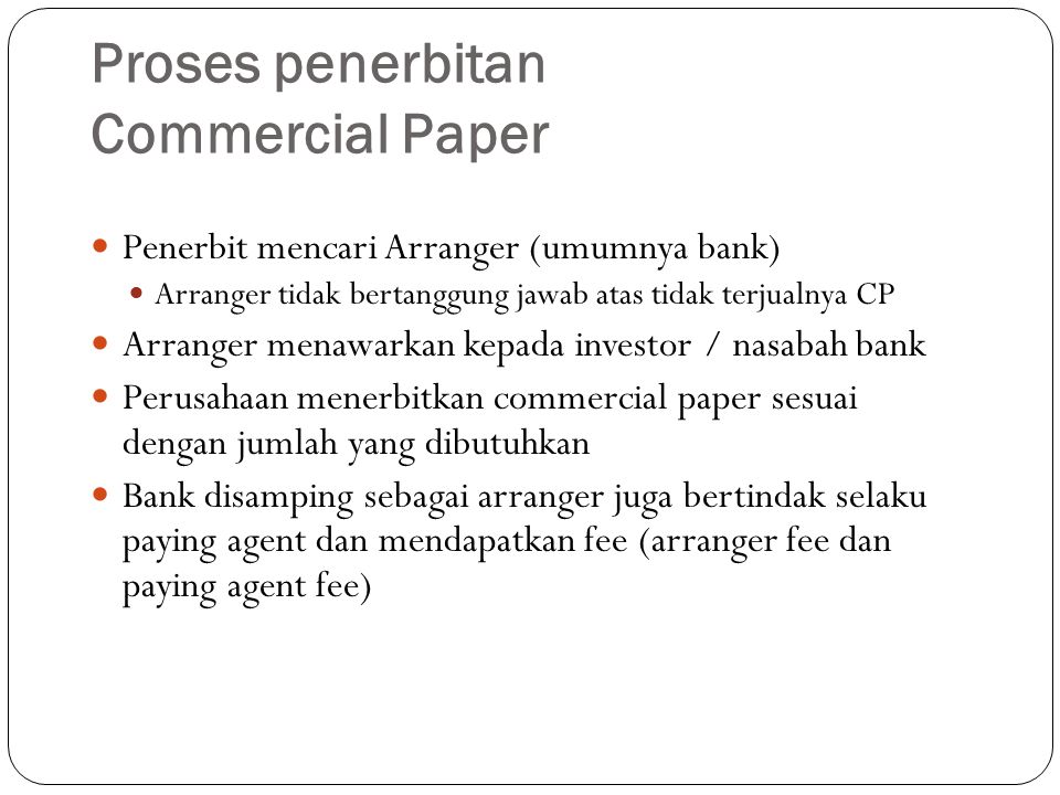 Proses penerbitan Commercial Paper