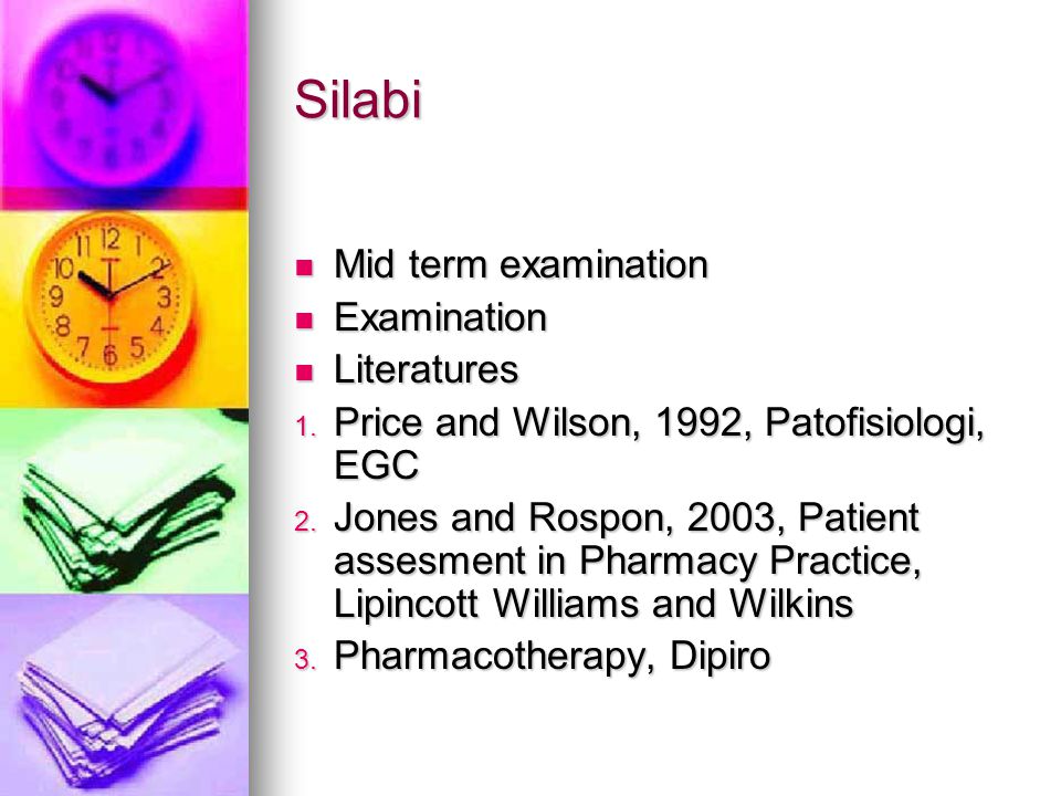 Silabi Mid term examination Examination Literatures