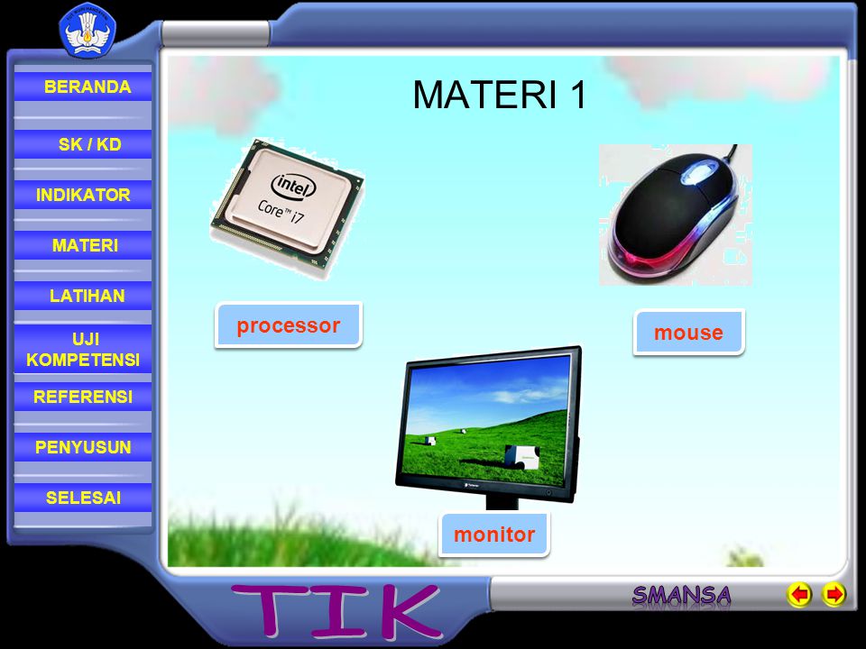 MATERI 1 processor mouse monitor