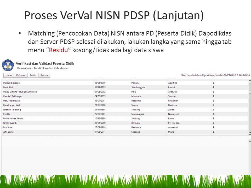 Proses VerVal NISN PDSP (Lanjutan)