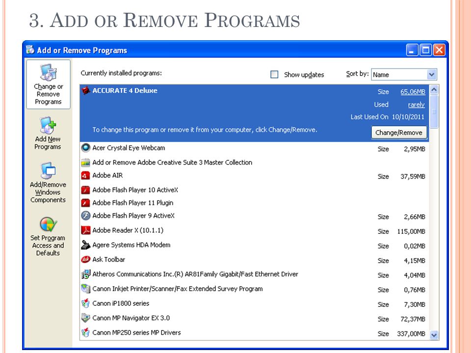 Removing programs