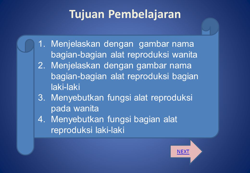 Tujuan Pembelajaran Menjelaskan dengan gambar nama bagian-bagian alat reproduksi wanita.
