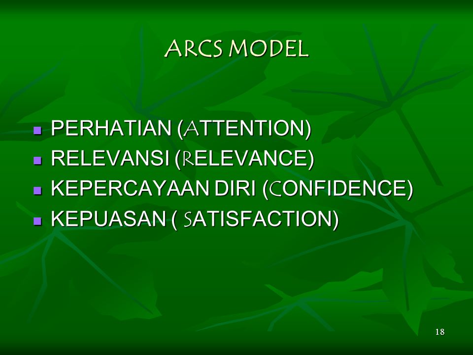 ARCS MODEL PERHATIAN (ATTENTION) RELEVANSI (RELEVANCE)