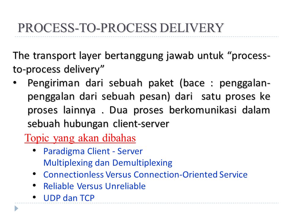 PROCESS-TO-PROCESS DELIVERY