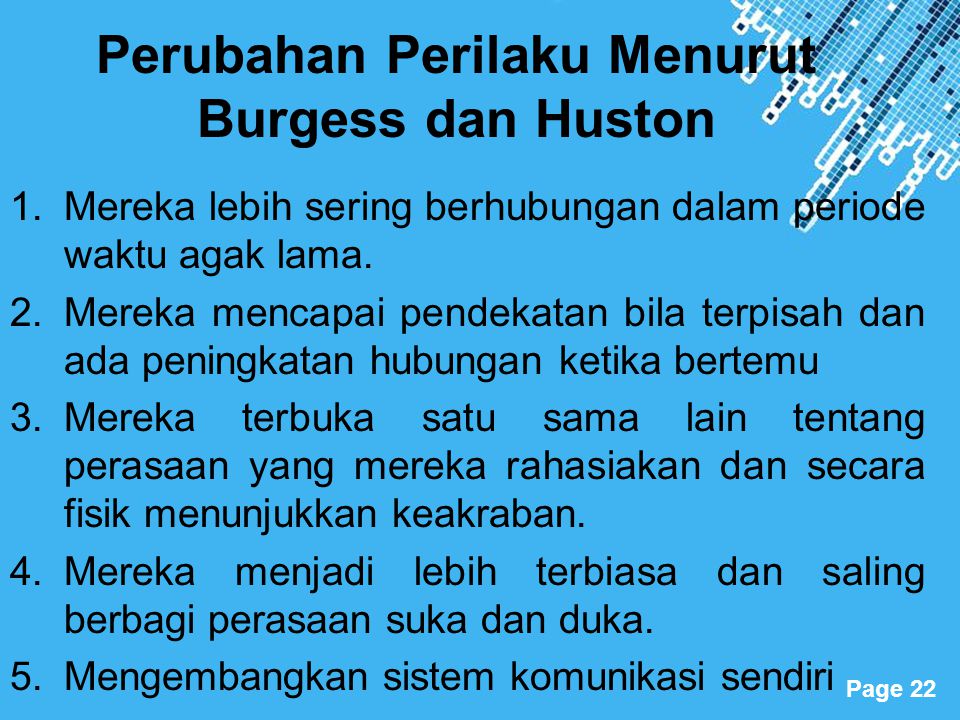 Perubahan Perilaku Menurut Burgess dan Huston