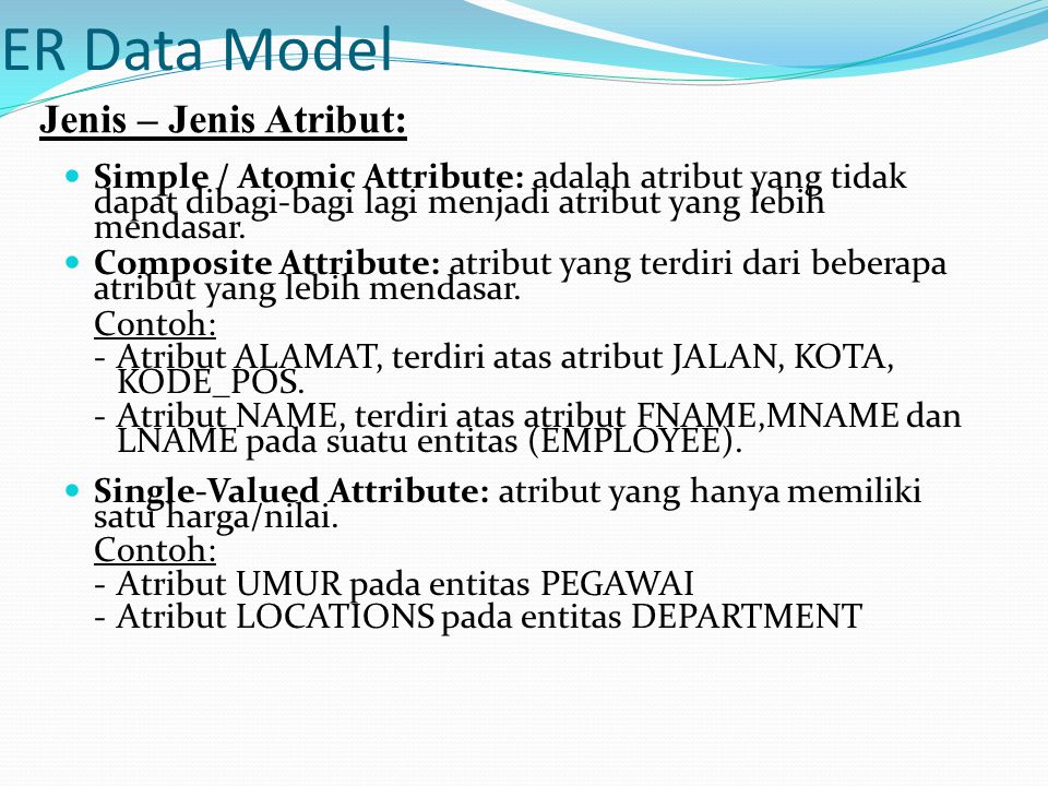 ER Data Model Jenis – Jenis Atribut: