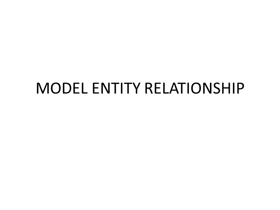 MODEL ENTITY RELATIONSHIP