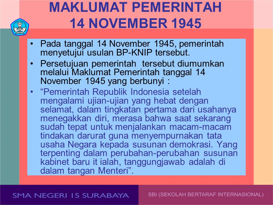 MAKLUMAT PEMERINTAH 14 NOVEMBER 1945