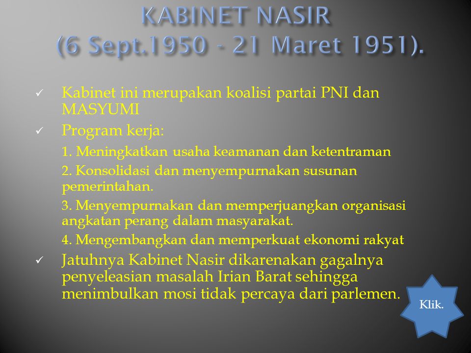 KABINET NASIR (6 Sept Maret 1951).