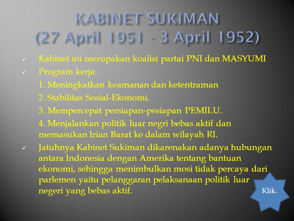 KABINET SUKIMAN (27 April April 1952)