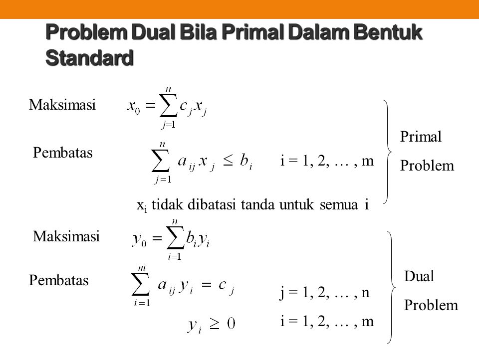 Problem Dual Bila Primal Dalam Bentuk Standard